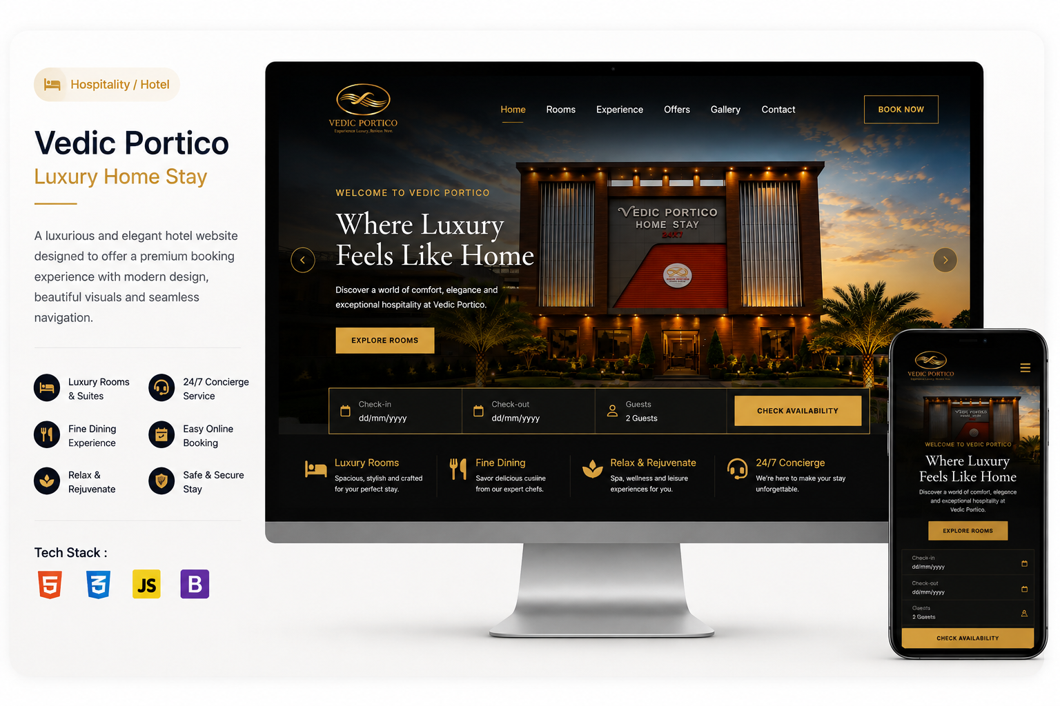 Vedic Portico hospitality and hotel website design